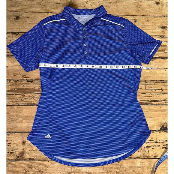 Adidas Women’s Size M Blue Polka Dot Short Sleeve Polo Shirt Golf NWOT - Picture 3 of 5